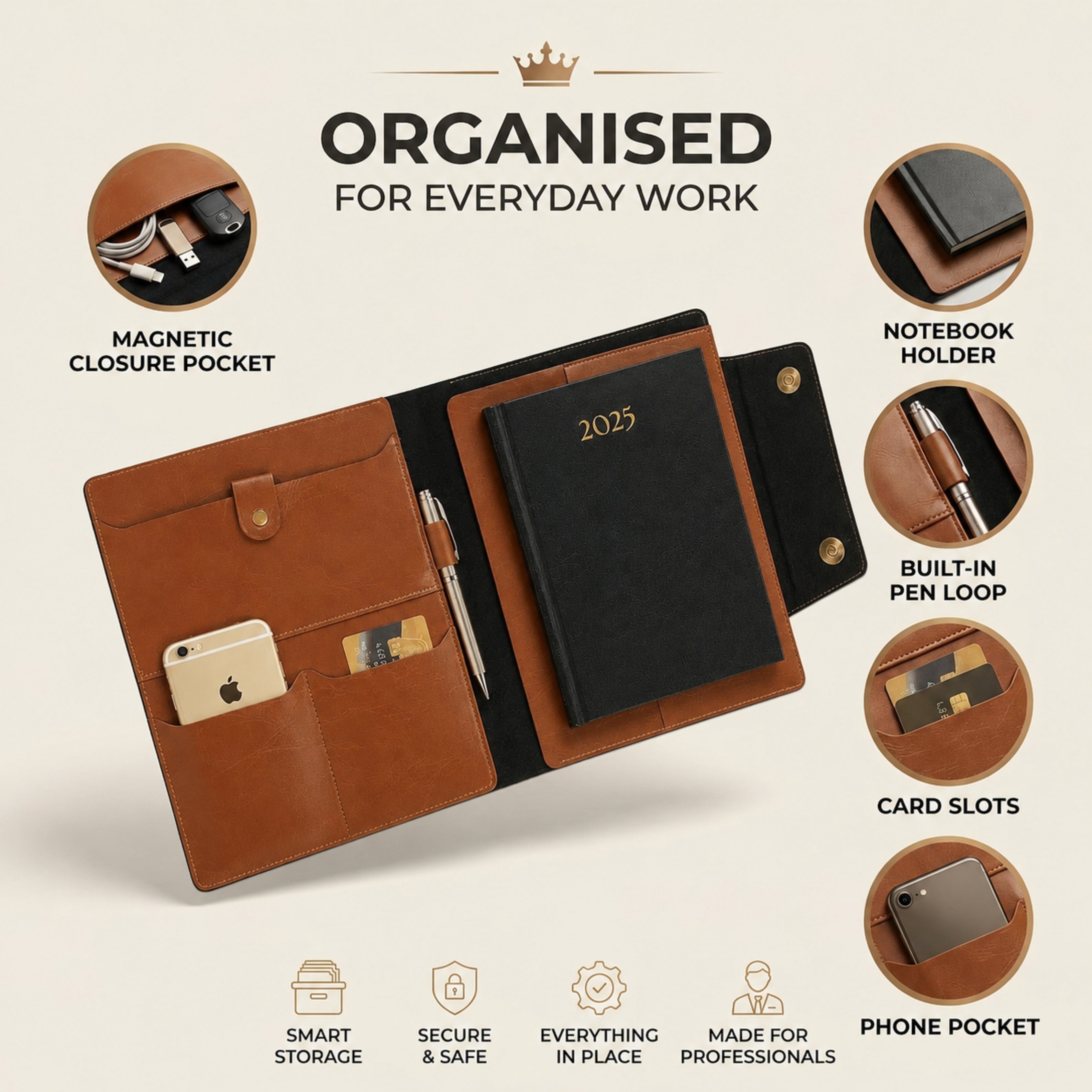 PERSONALISED OFFICE FOLDER -TAN