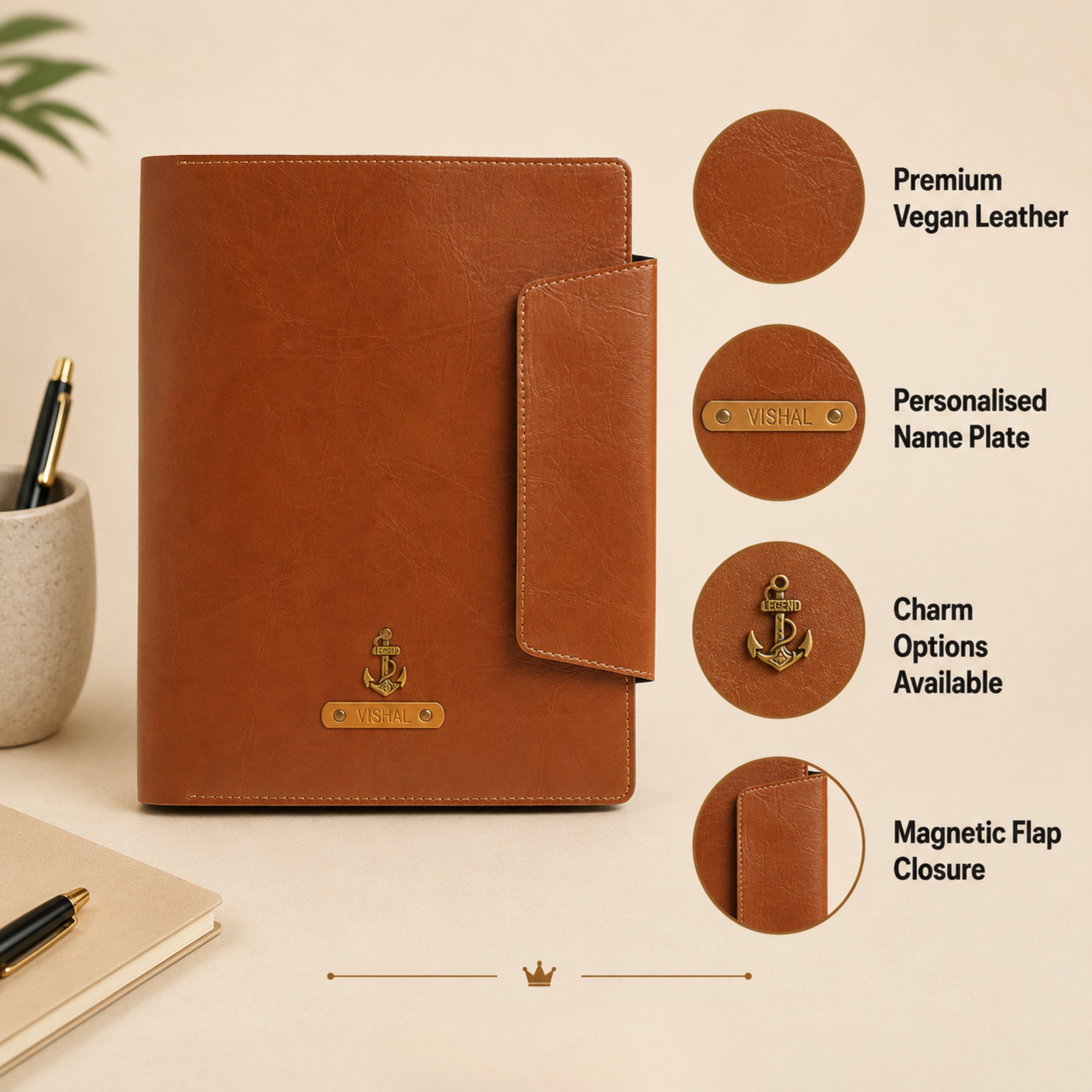 PERSONALISED OFFICE FOLDER -TAN