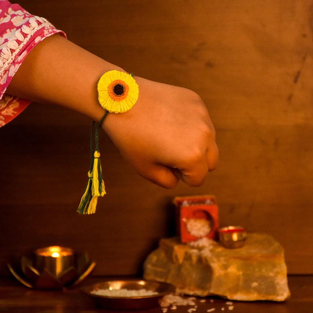 Raksha & Roots - Plantable Seed Rakhi - Lemon Yellow - Amaranthus