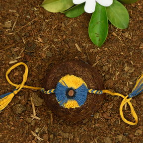 Raksha & Roots - Plantable Seed Rakhi - Yellow & Blue - Amaltash Seed