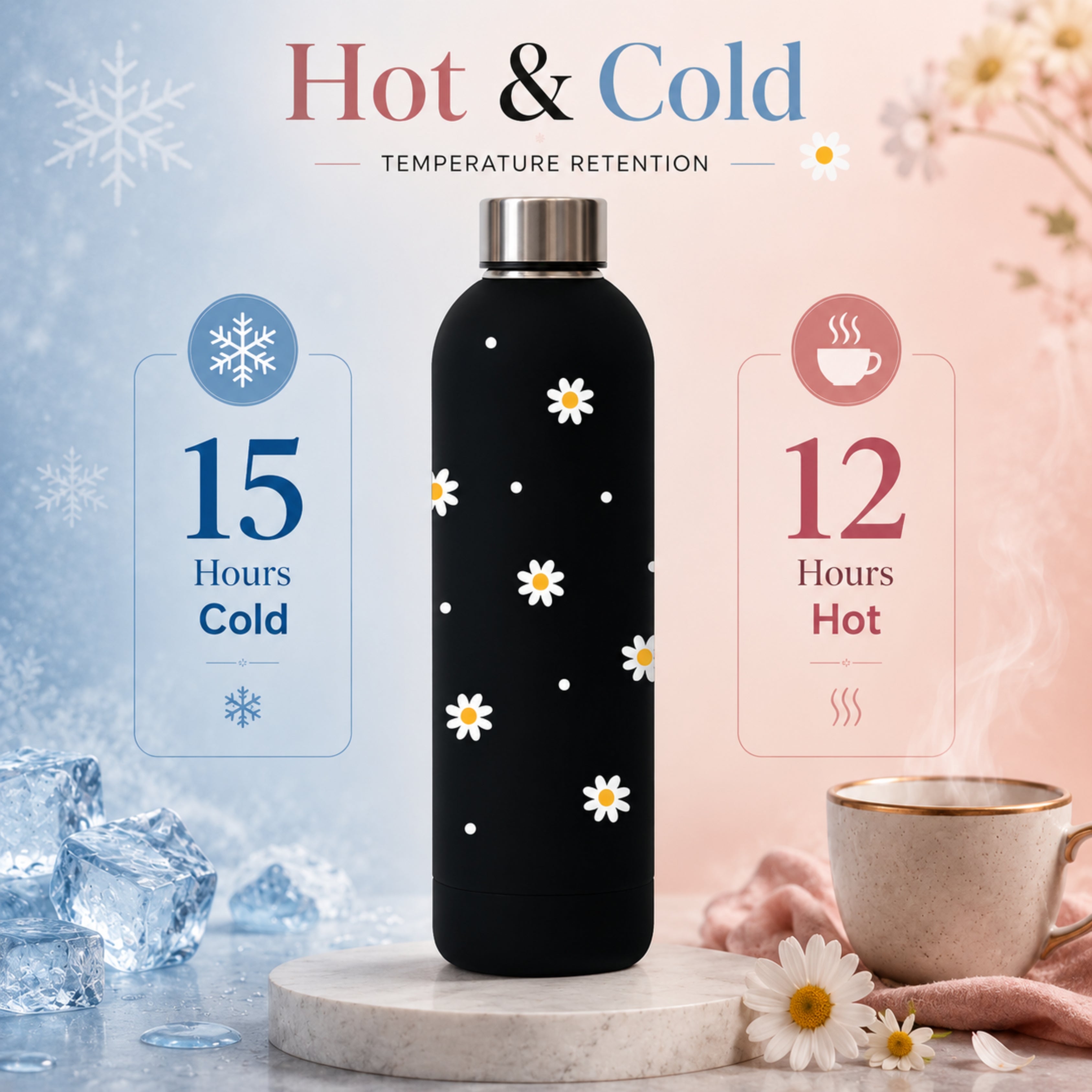 Quench - Insulated Water Bottle - Daisy (750ML)