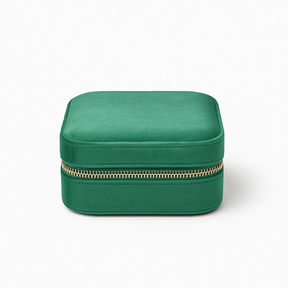 Velvet Travel Jewellery Box | Compact & Stylish Organizer - Emerald Green