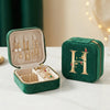 Velvet Travel Jewellery Box | Compact & Stylish Organizer - Emerald Green