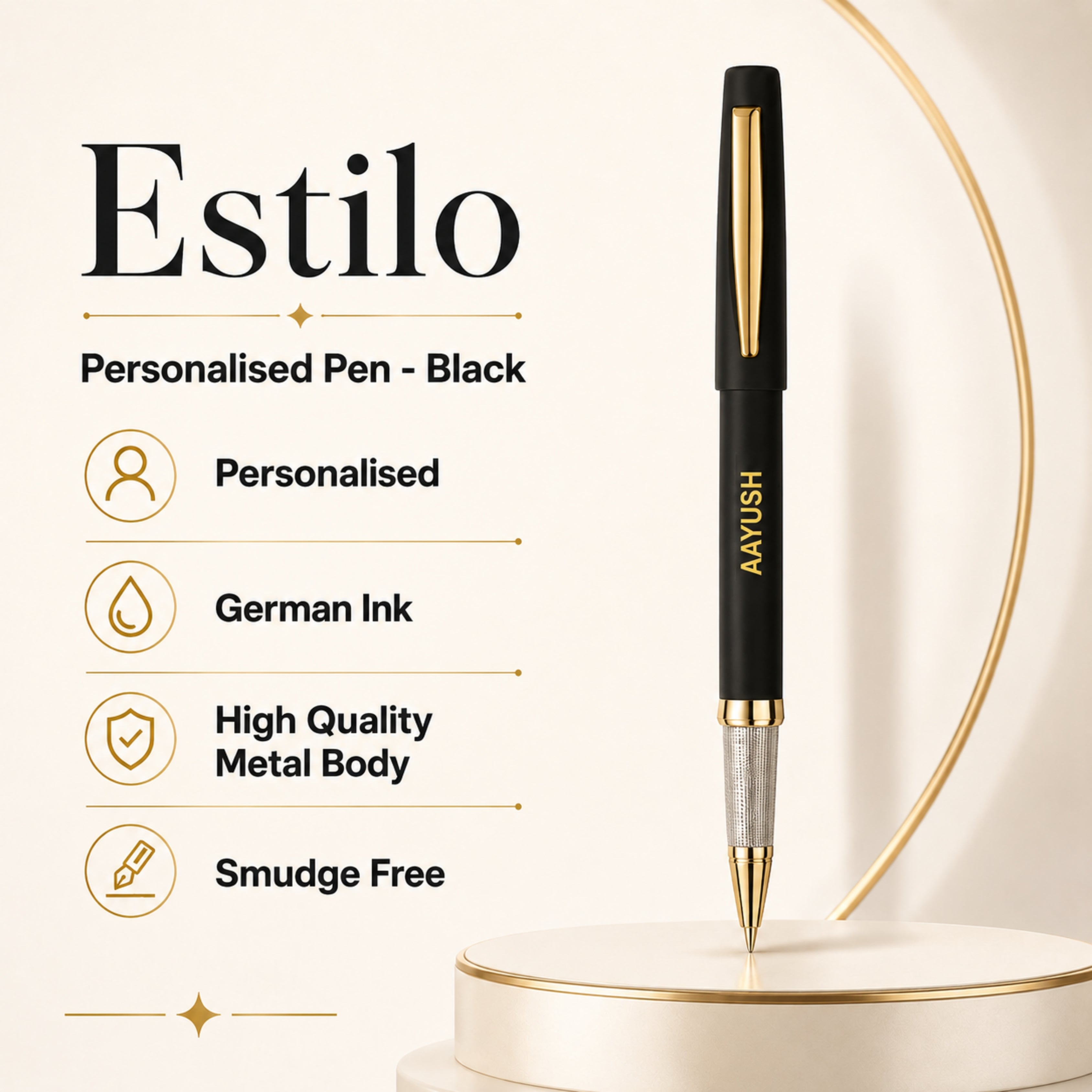 Estilo Personalised Pen - Black