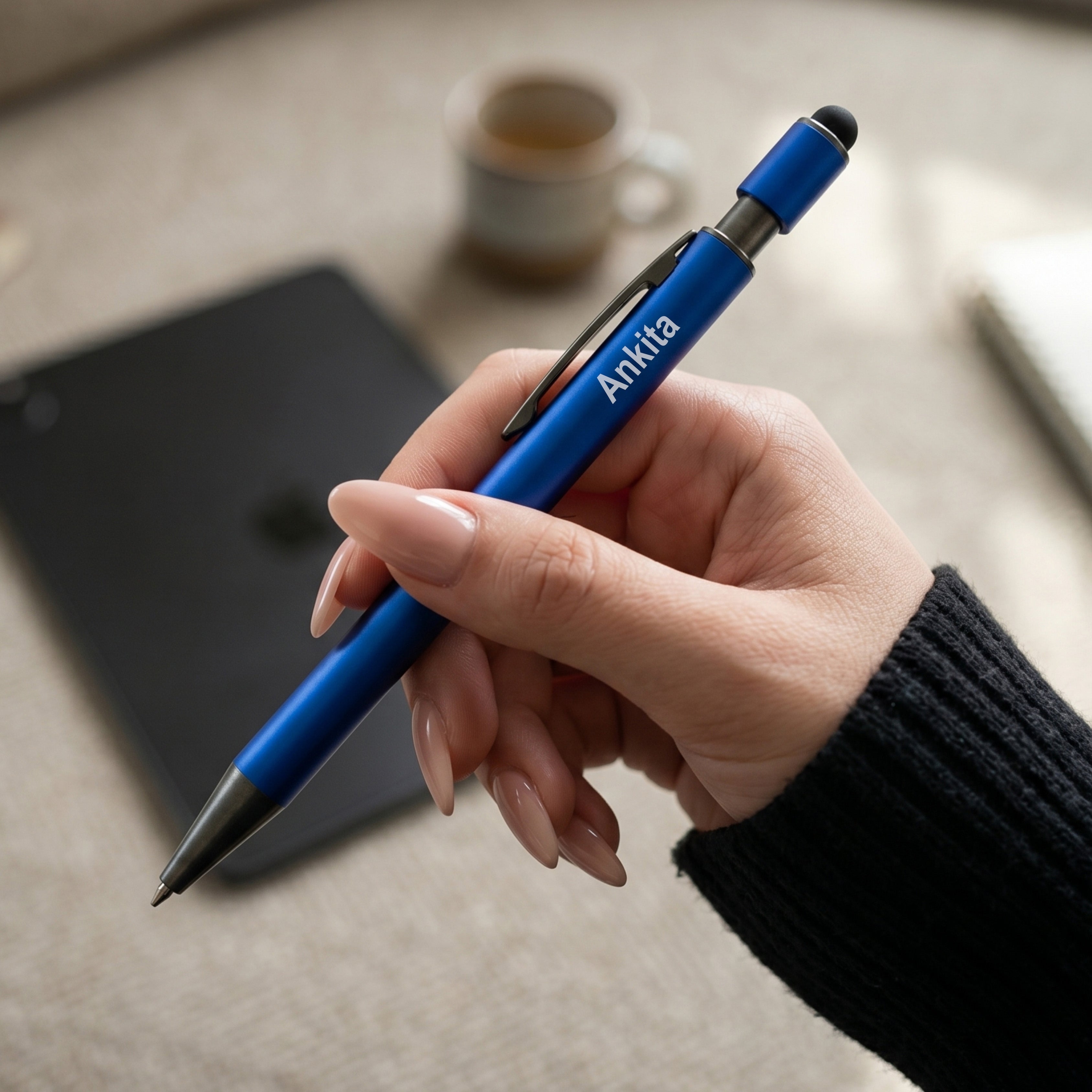 Personalised Fidget Spinner Pen - Electric Blue
