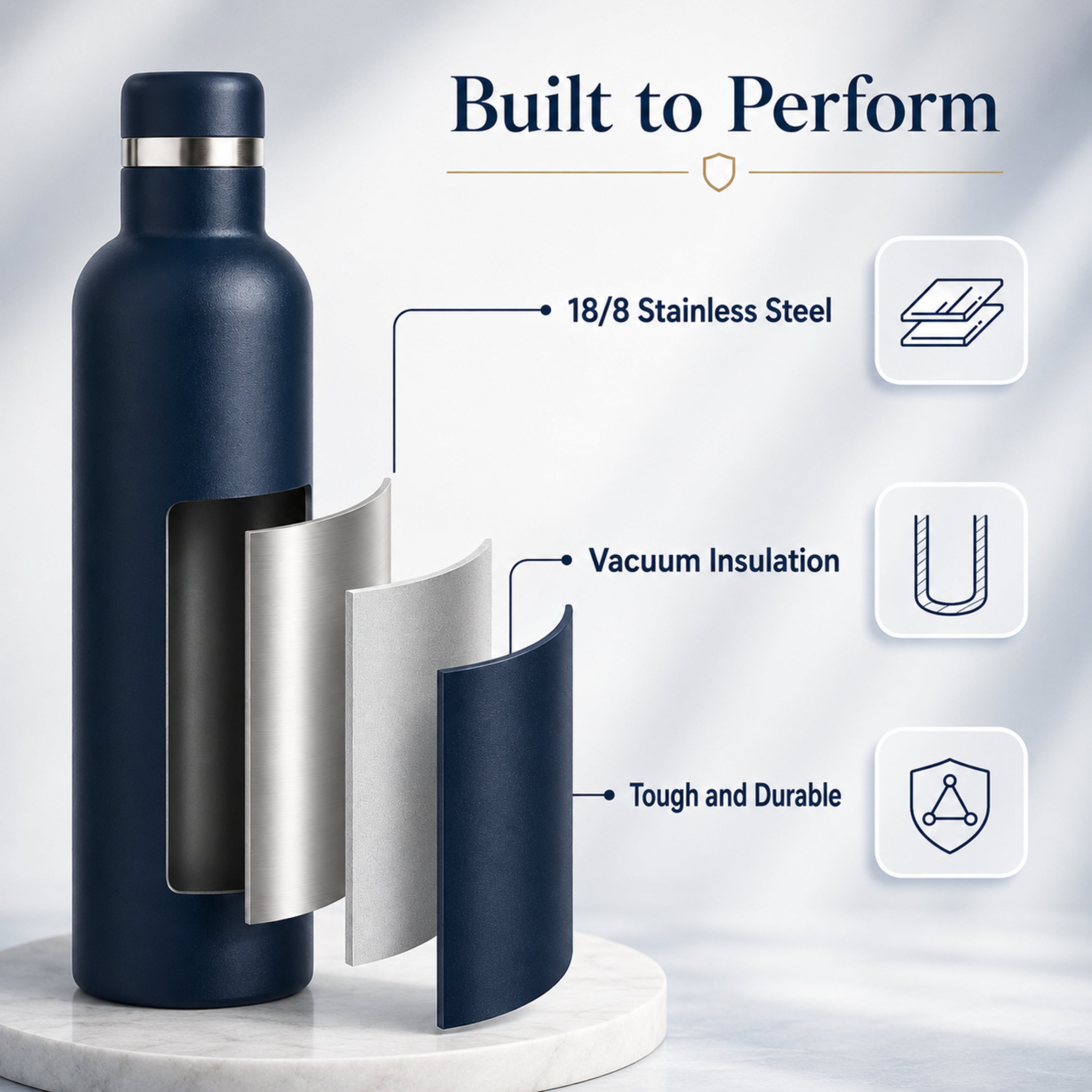 FLO – Premium Personalized Hydration Bottle - Deep Blue (750 ML)