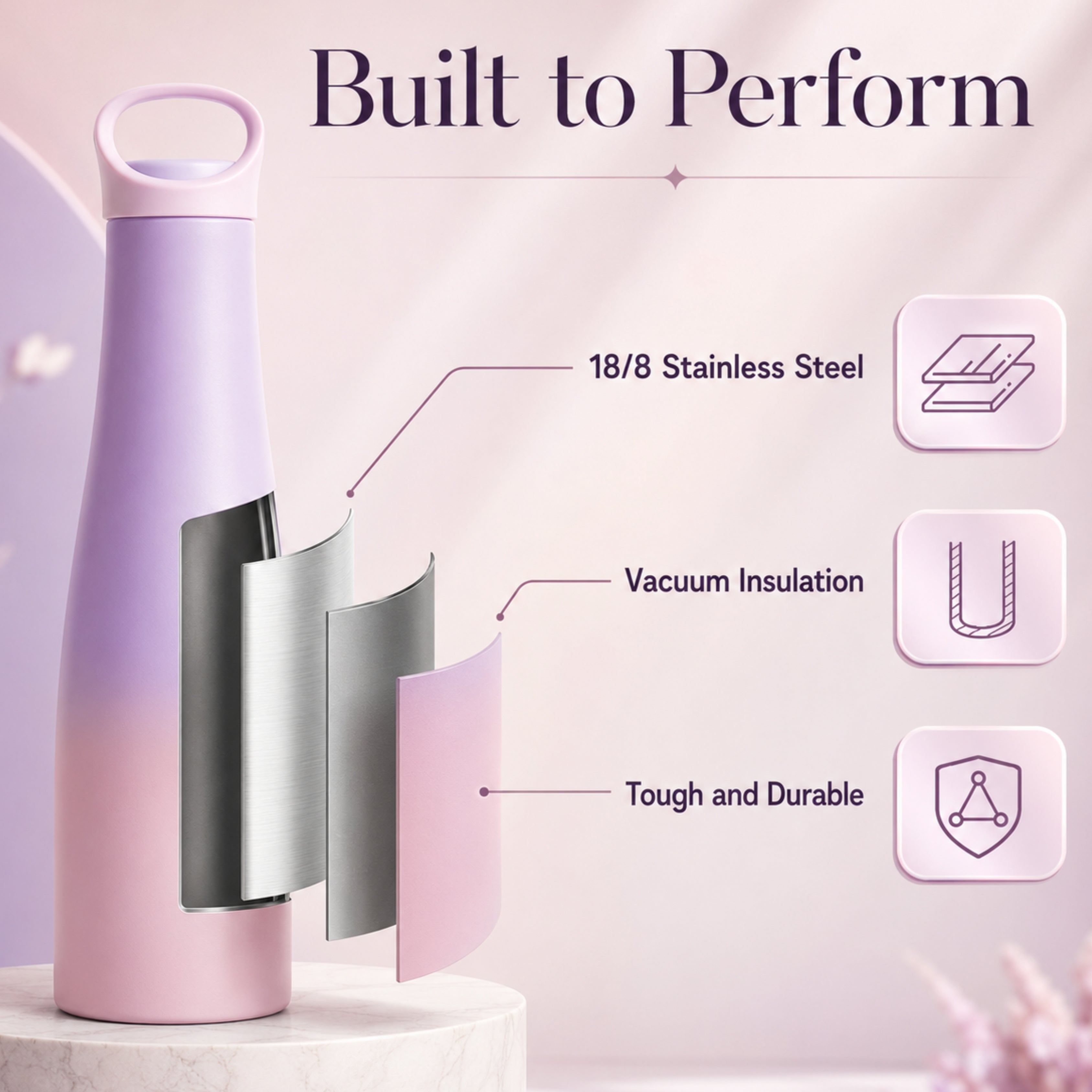 RIO – Premium Personalised Hydration Bottle - Pink Ombre (620 ML)