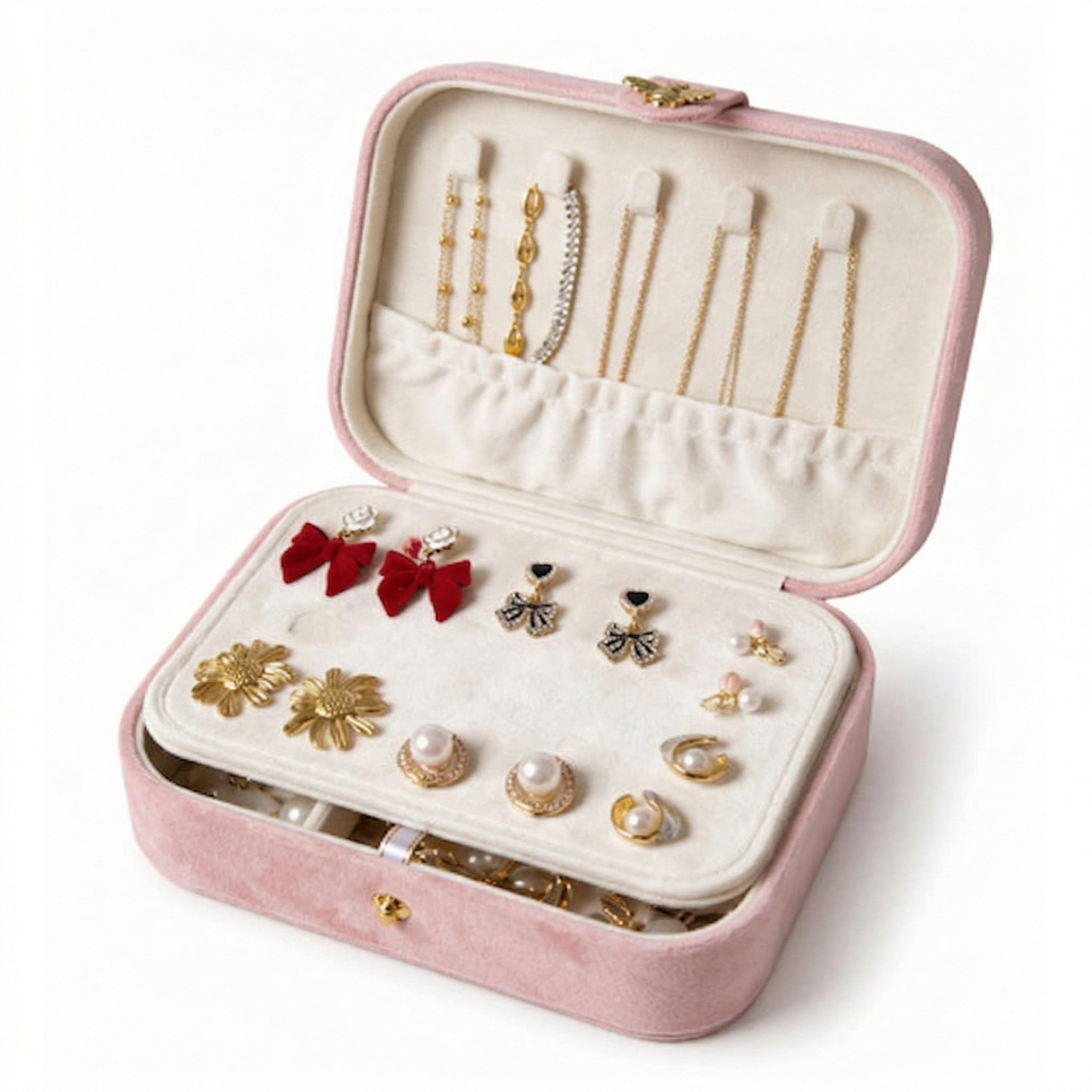Floral Personalized Travel Jewellery Organizer – Baby Pink