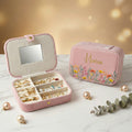 Floral Personalized Travel Jewellery Organizer – Baby Pink