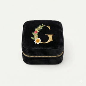 Velvet Travel Jewellery Box | Compact & Stylish Organizer - Black