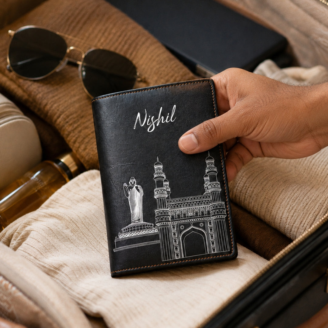 Personalized Passport Cover - Postcards from India - Hyderabad