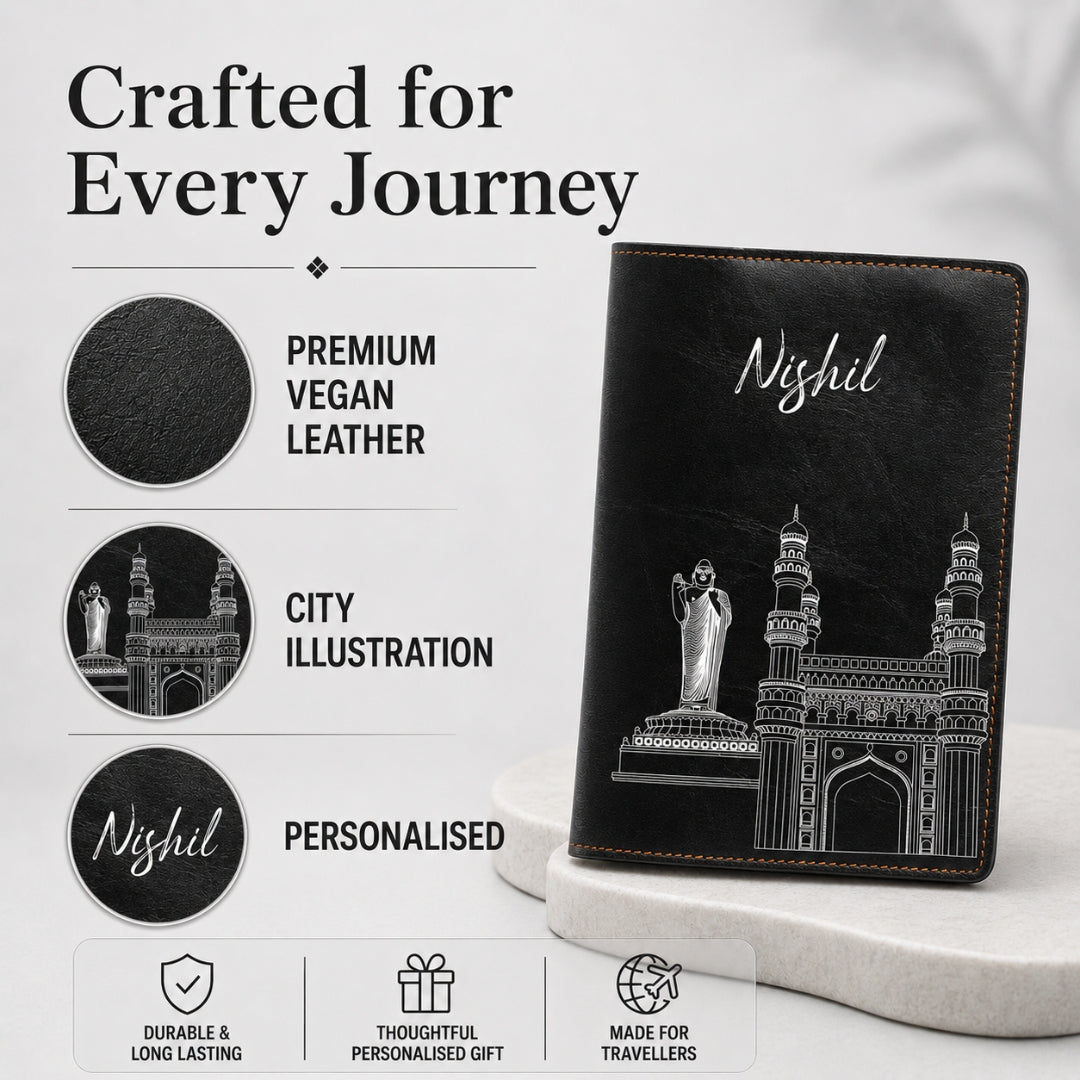 Personalized Passport Cover - Postcards from India - Hyderabad