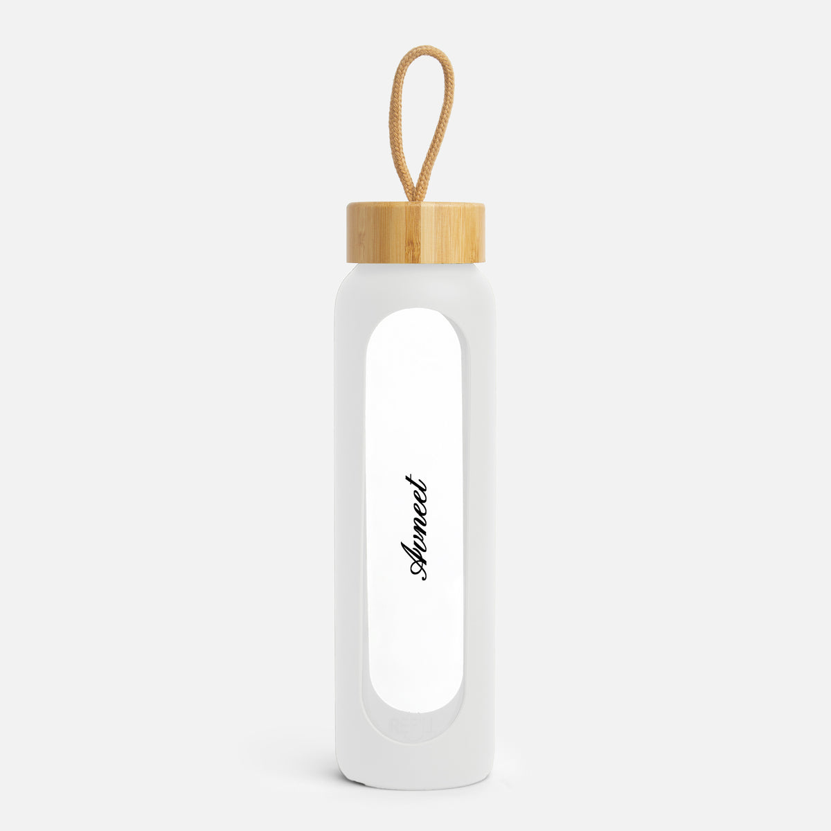 Hydro Tracker – Motivational Water Bottle with Time Markers & Bamboo Lid - White