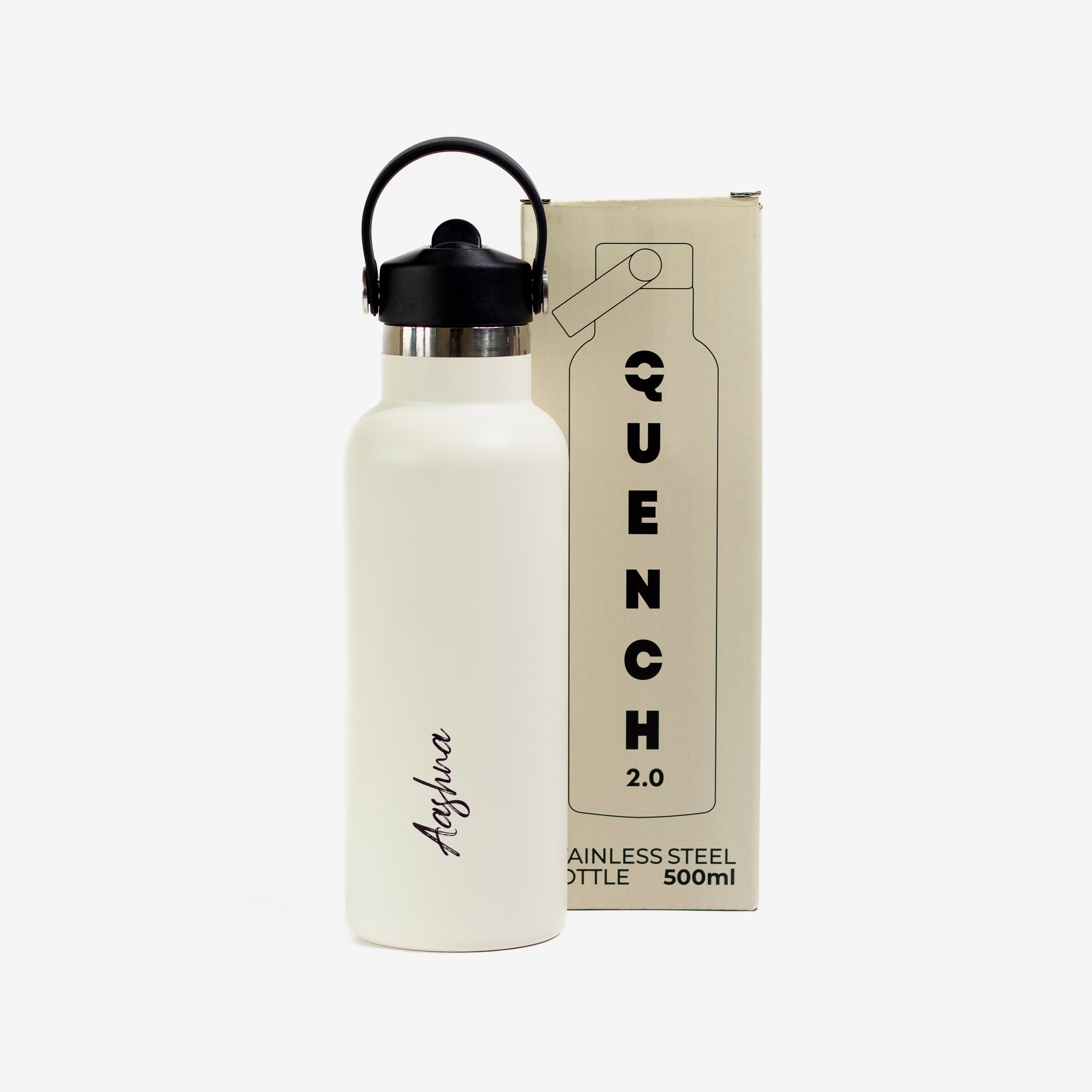 Quench Plus- Personalised Sipper Water Bottle - Off White