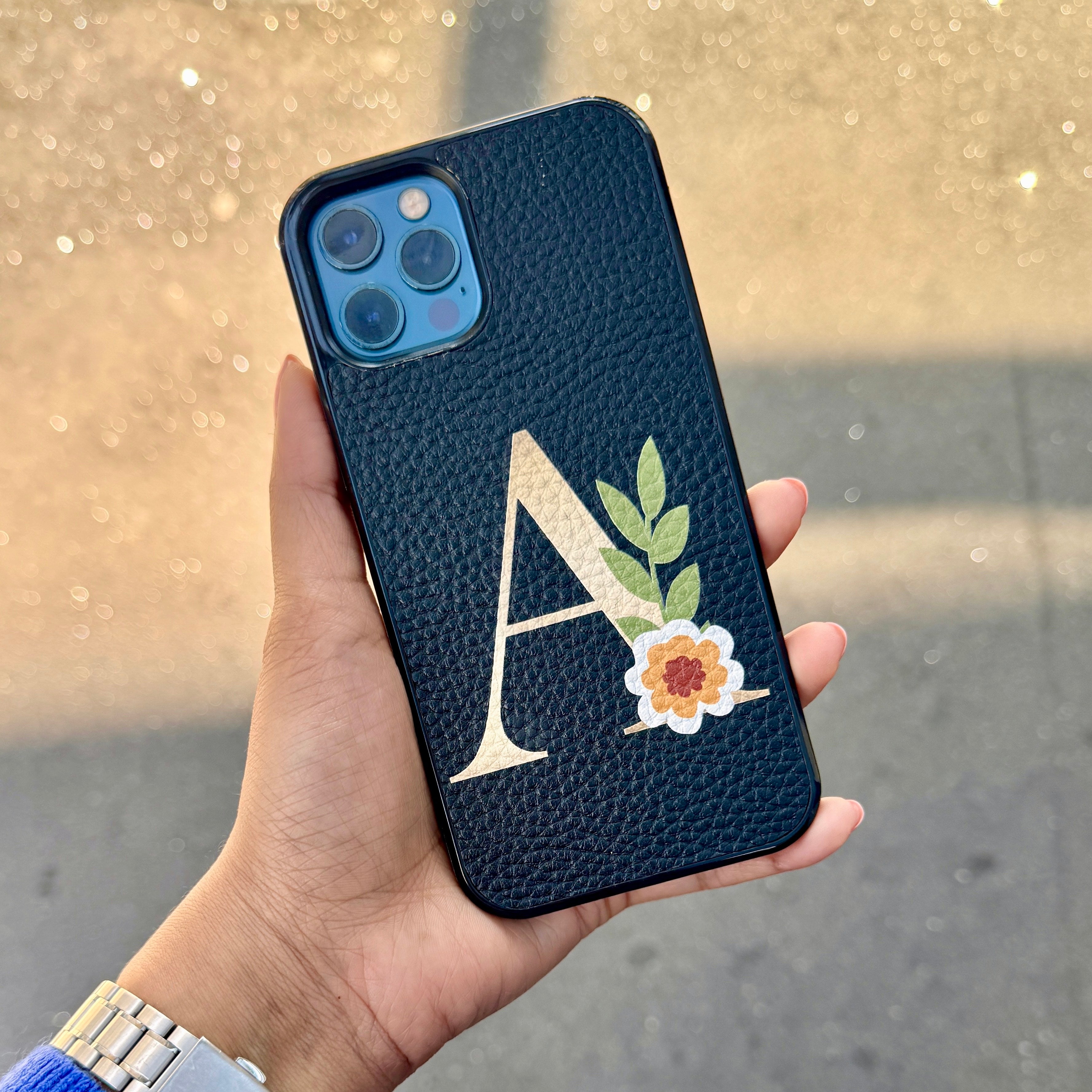 Personalised Leather iPhone Cover - Blossom