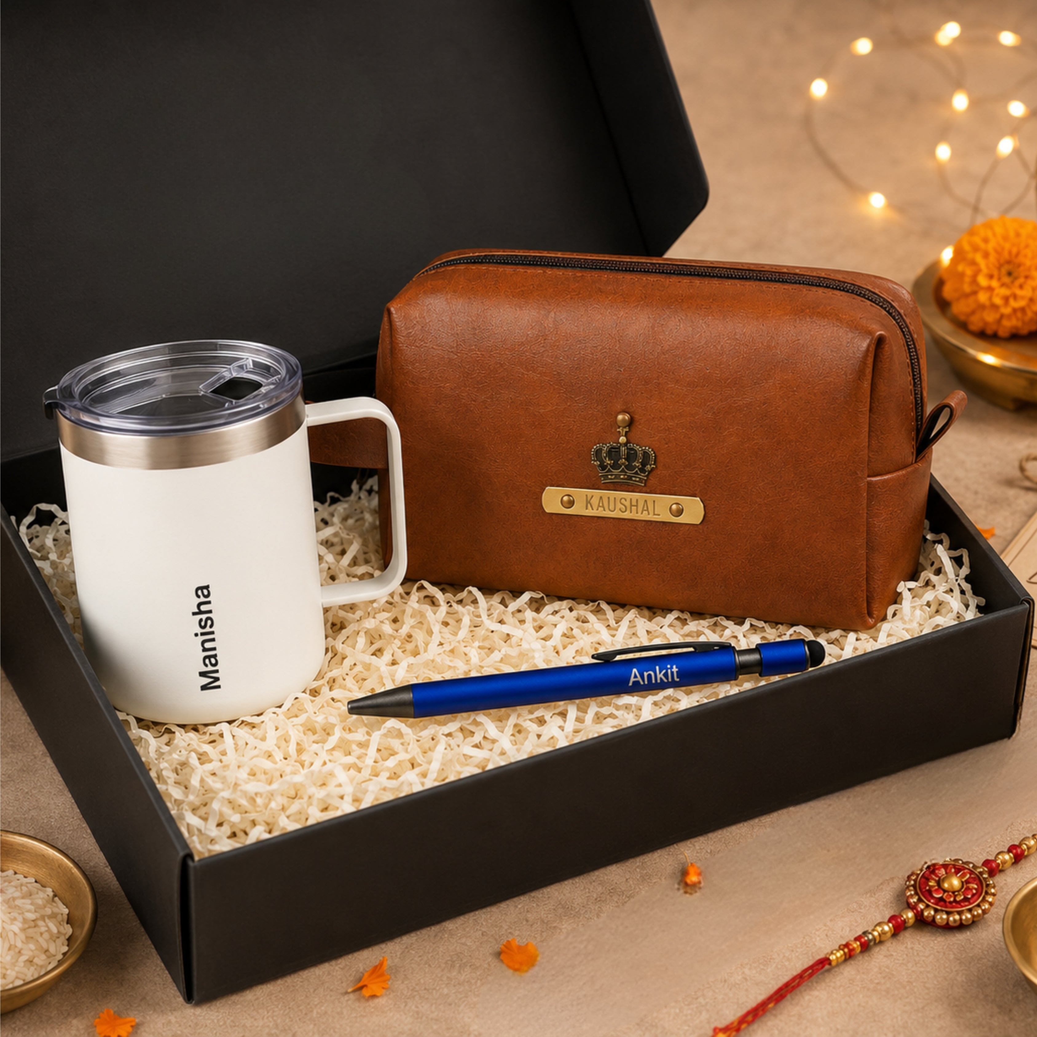 The Sibling Essentials - Personalised Rakhi Gift Hamper