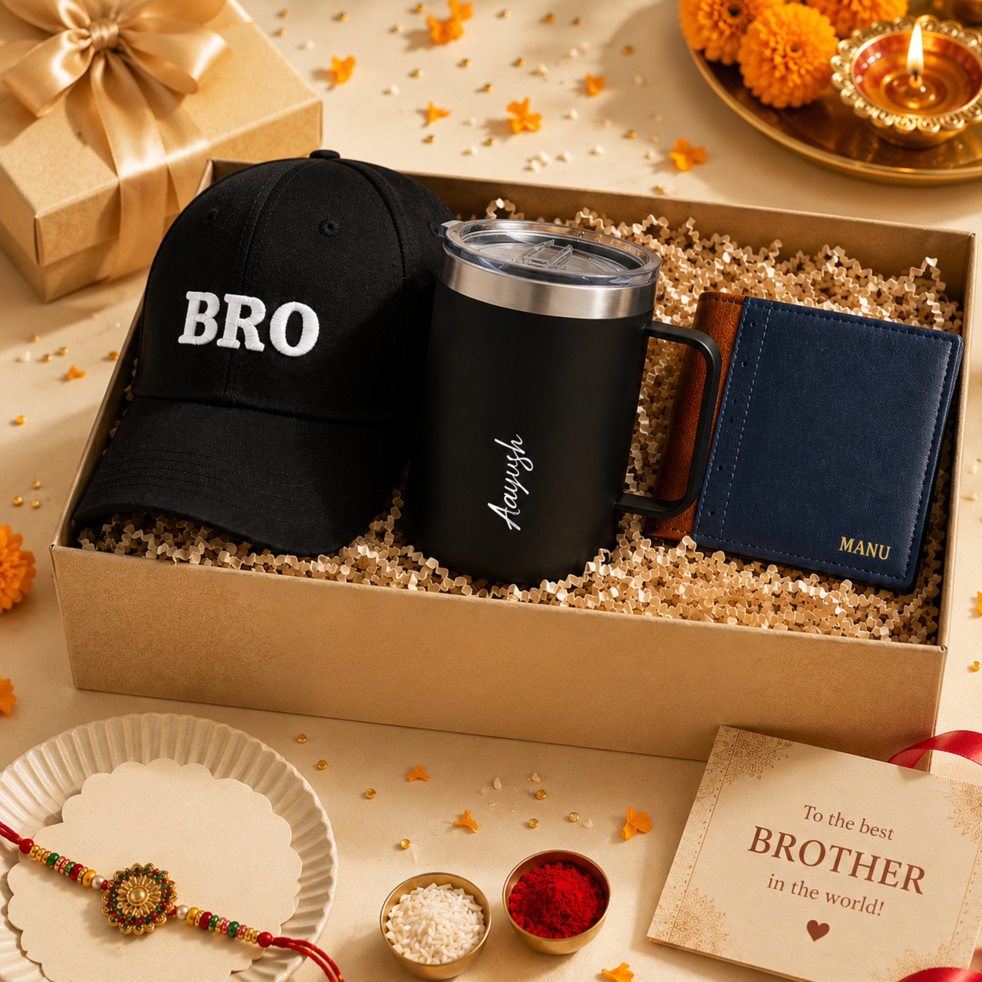 Bro’s Daily Essentials - Personalised Rakhi Gift Hamper