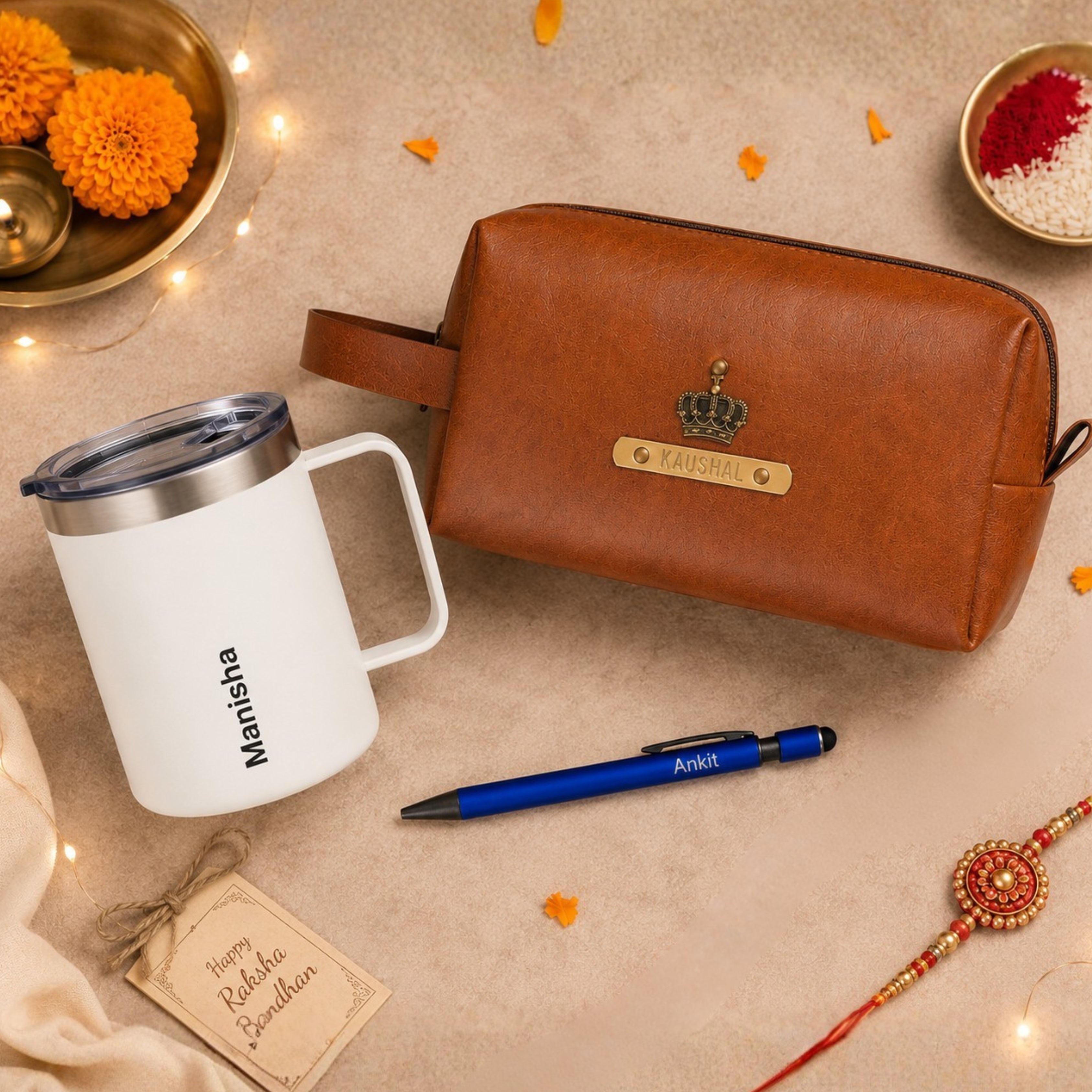 The Sibling Essentials - Personalised Rakhi Gift Hamper