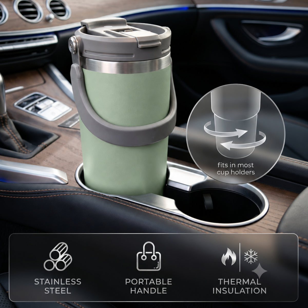 Hydra 900ML Bottle with Smart Lid – Sage Green