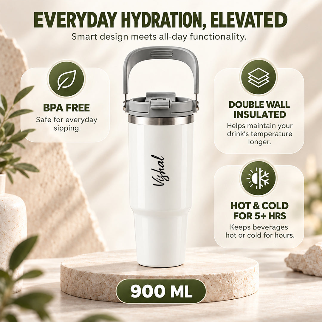 Hydra 900ML Bottle with Smart Lid – White