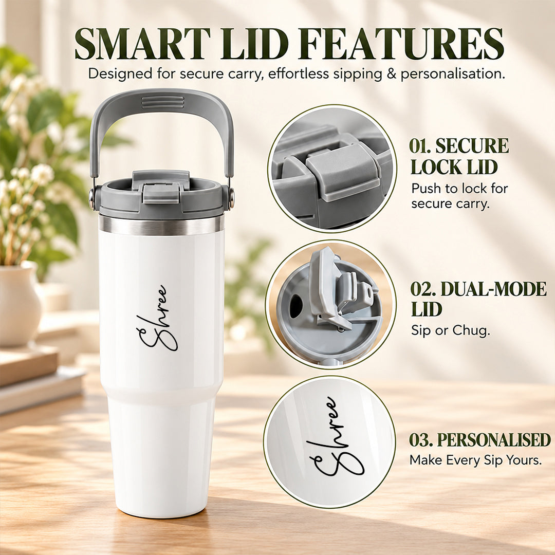 Hydra 900ML Bottle with Smart Lid – White