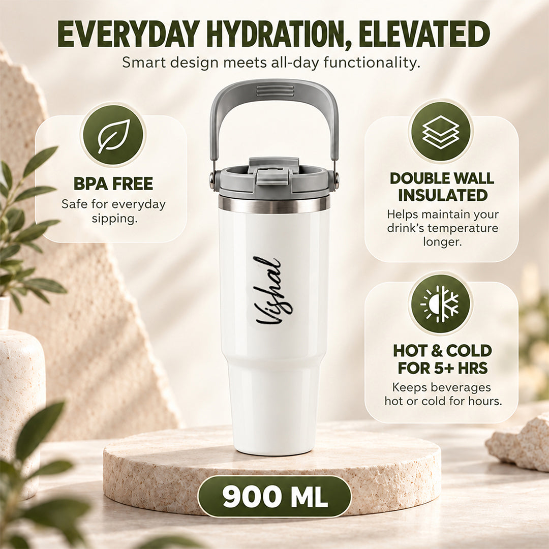 Hydra 900ML Bottle with Smart Lid – White