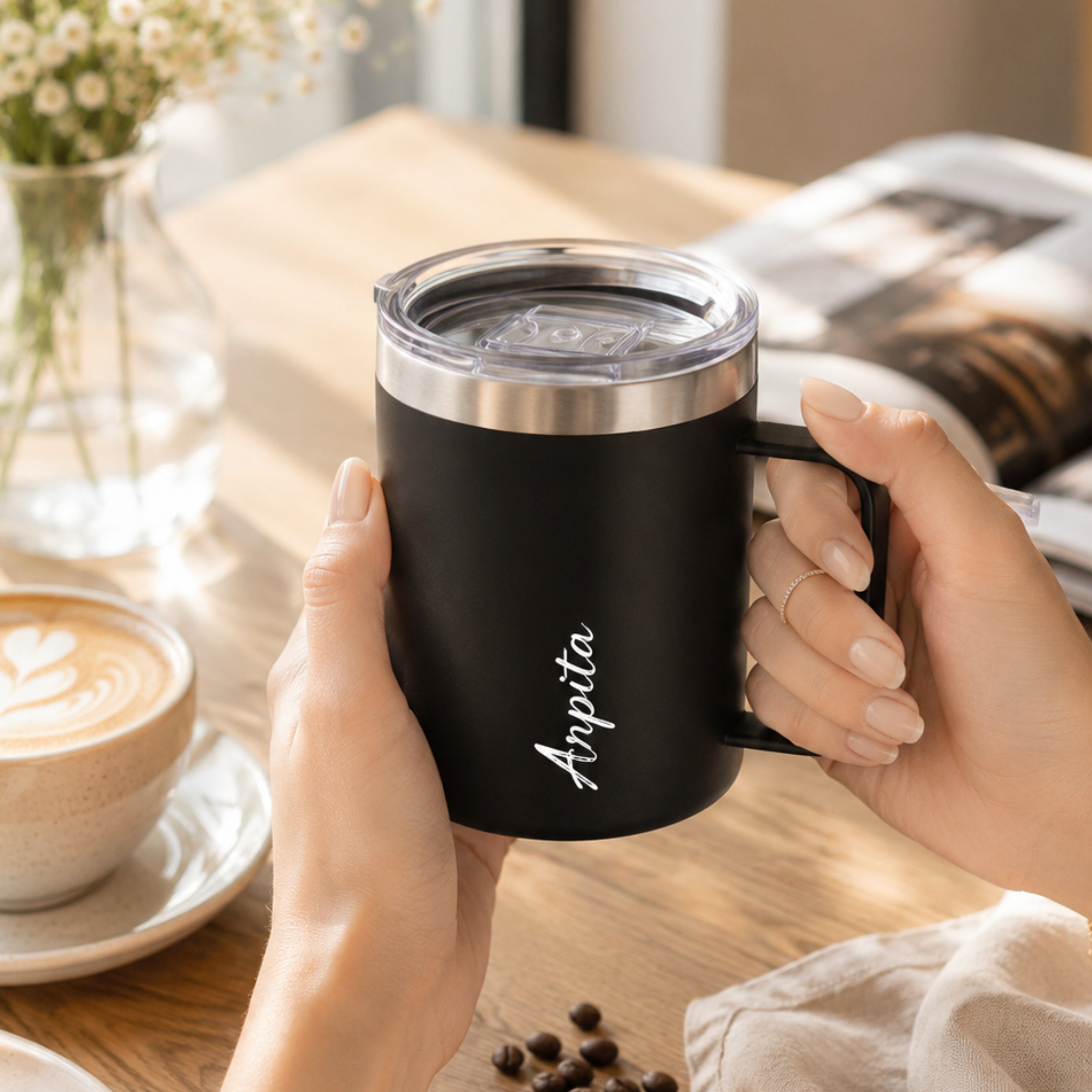 Personalised Insulated Mug - Black (400 ML)