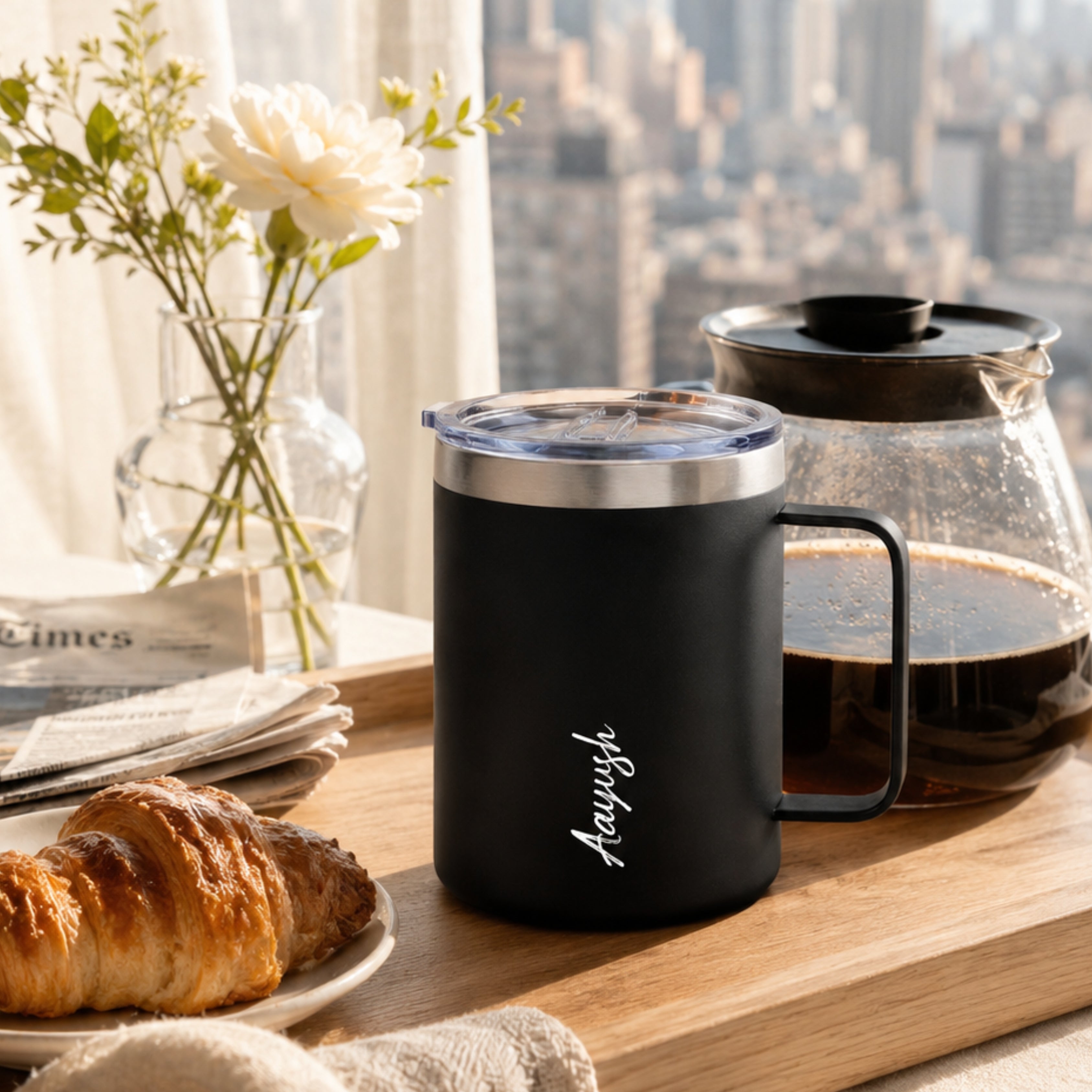 Personalised Insulated Mug - Black (400 ML)