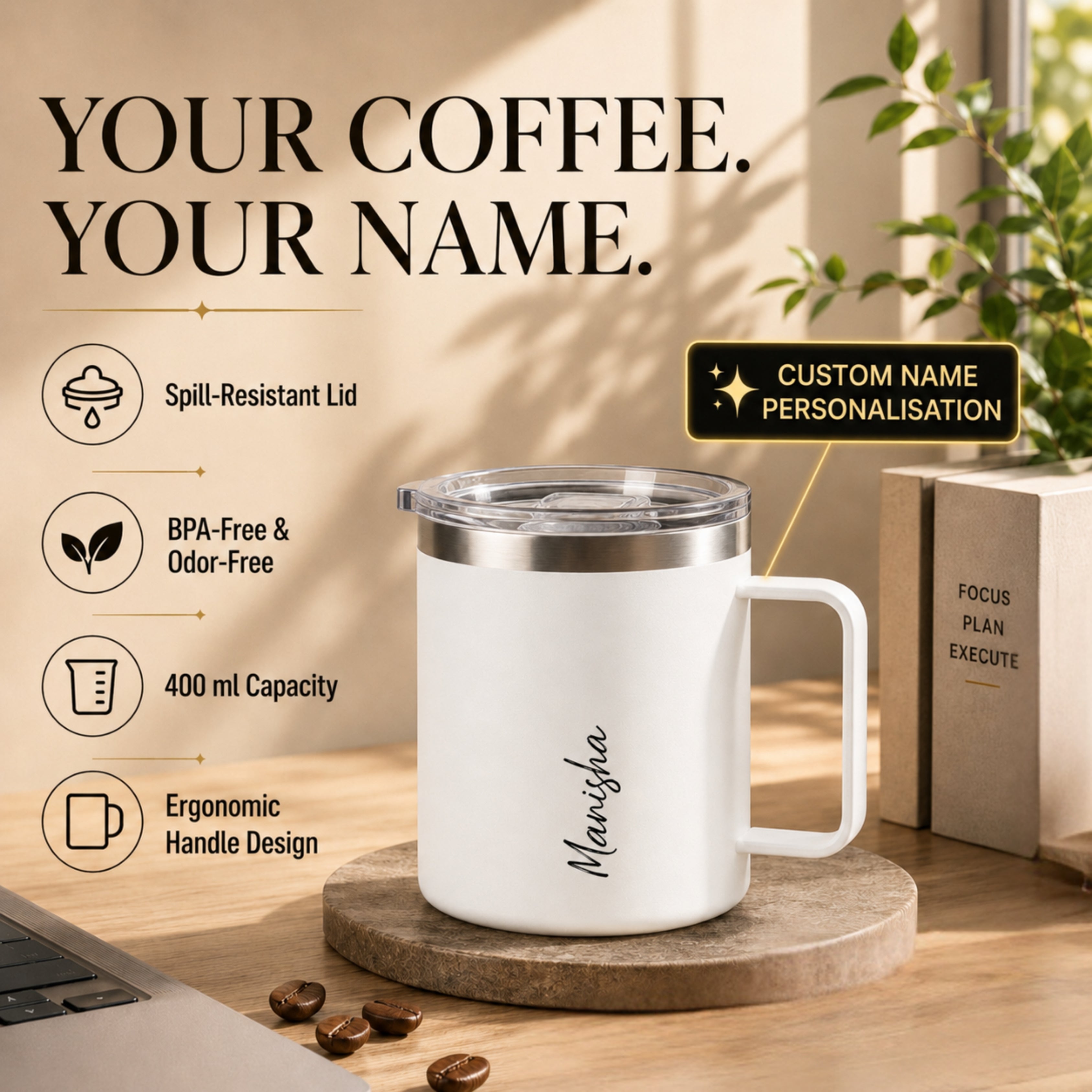 Personalised Insulated Mug - White (400 ML)
