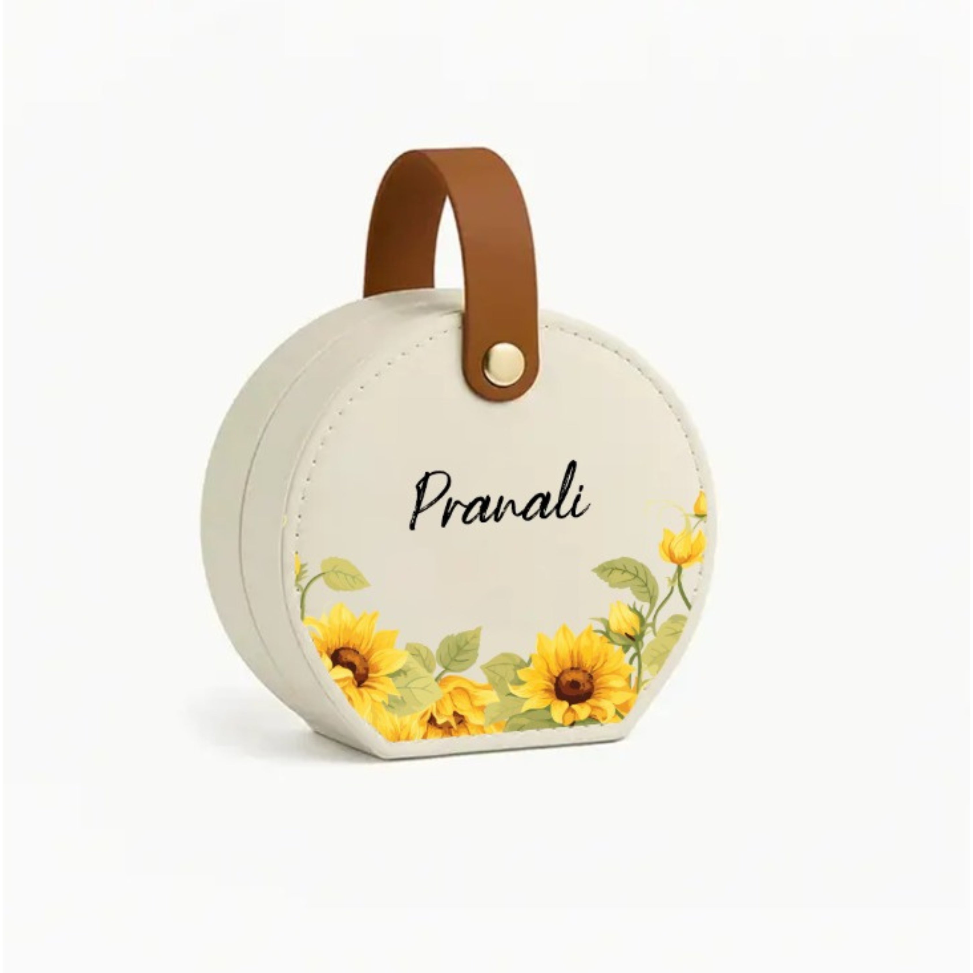 Stella Travel Jewellery Box | Compact & Stylish Organizer- Sunflower (White)
