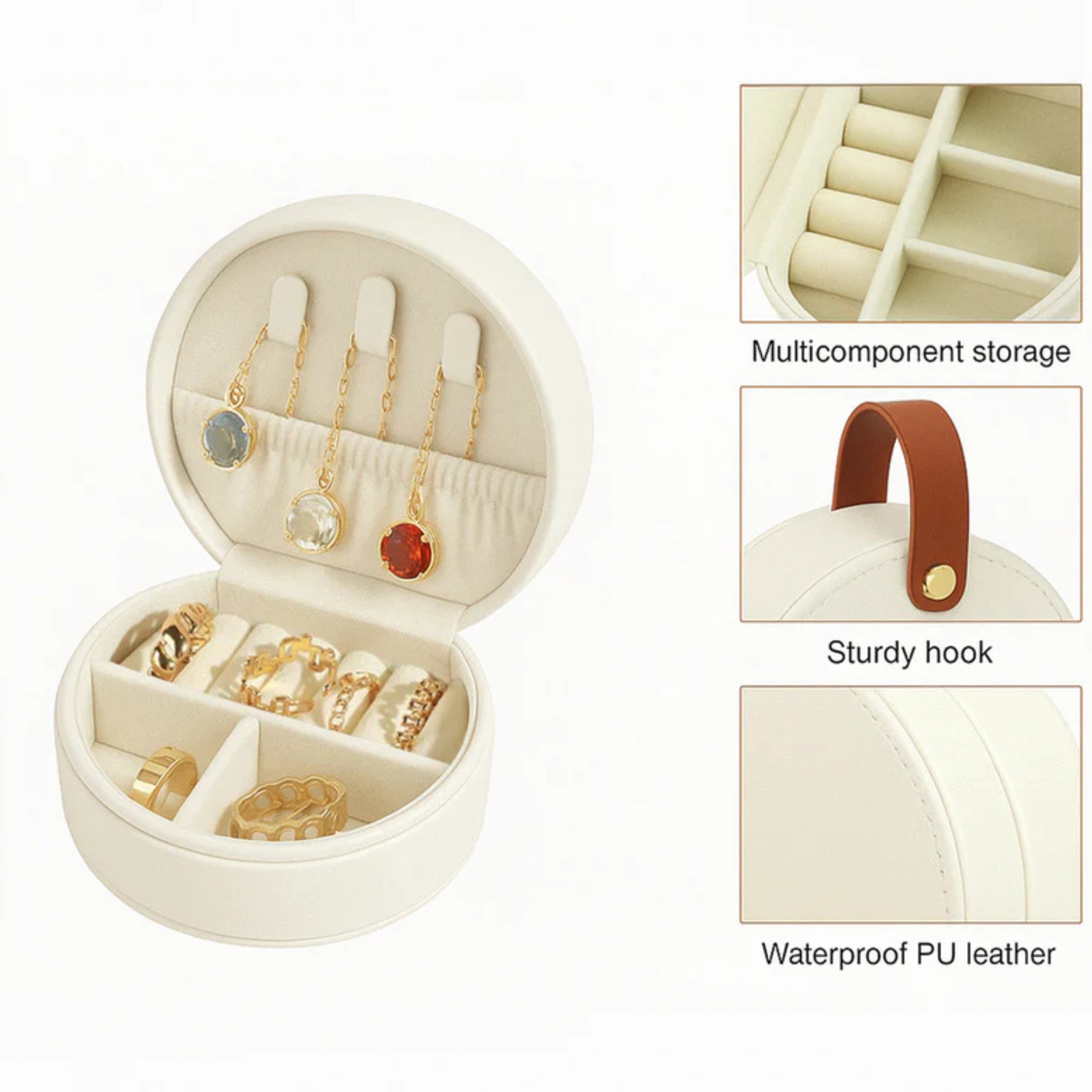 Stella Travel Jewellery Box | Compact & Stylish Organizer- Sunflower (White)