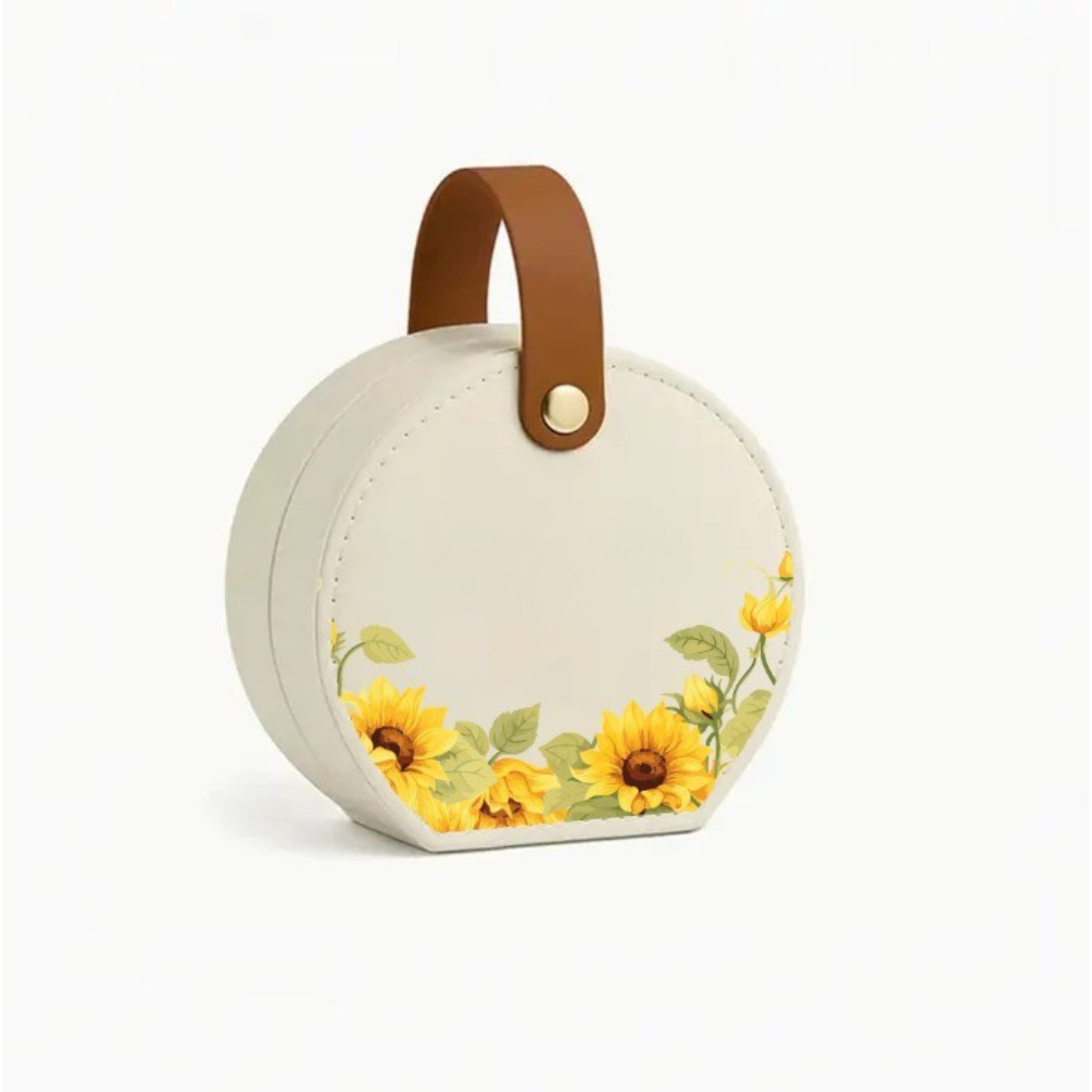 Stella Travel Jewellery Box | Compact & Stylish Organizer- Sunflower (White)