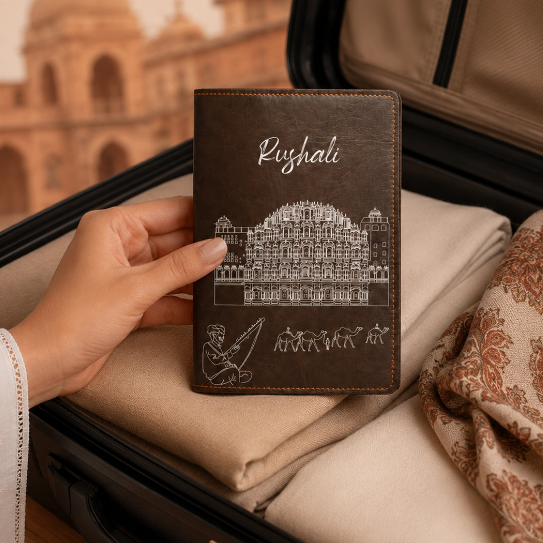 Personalized Passport Cover - Postcards from India - Jaipur