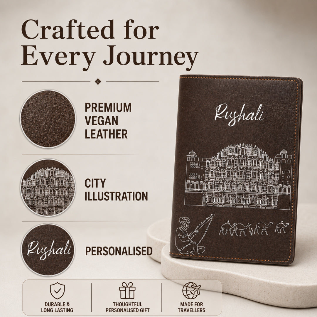 Personalized Passport Cover - Postcards from India - Jaipur