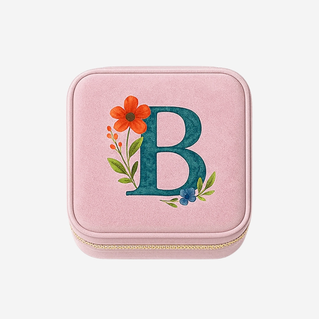 Velvet Travel Jewellery Box | Compact & Stylish Organizer - Powder Pink
