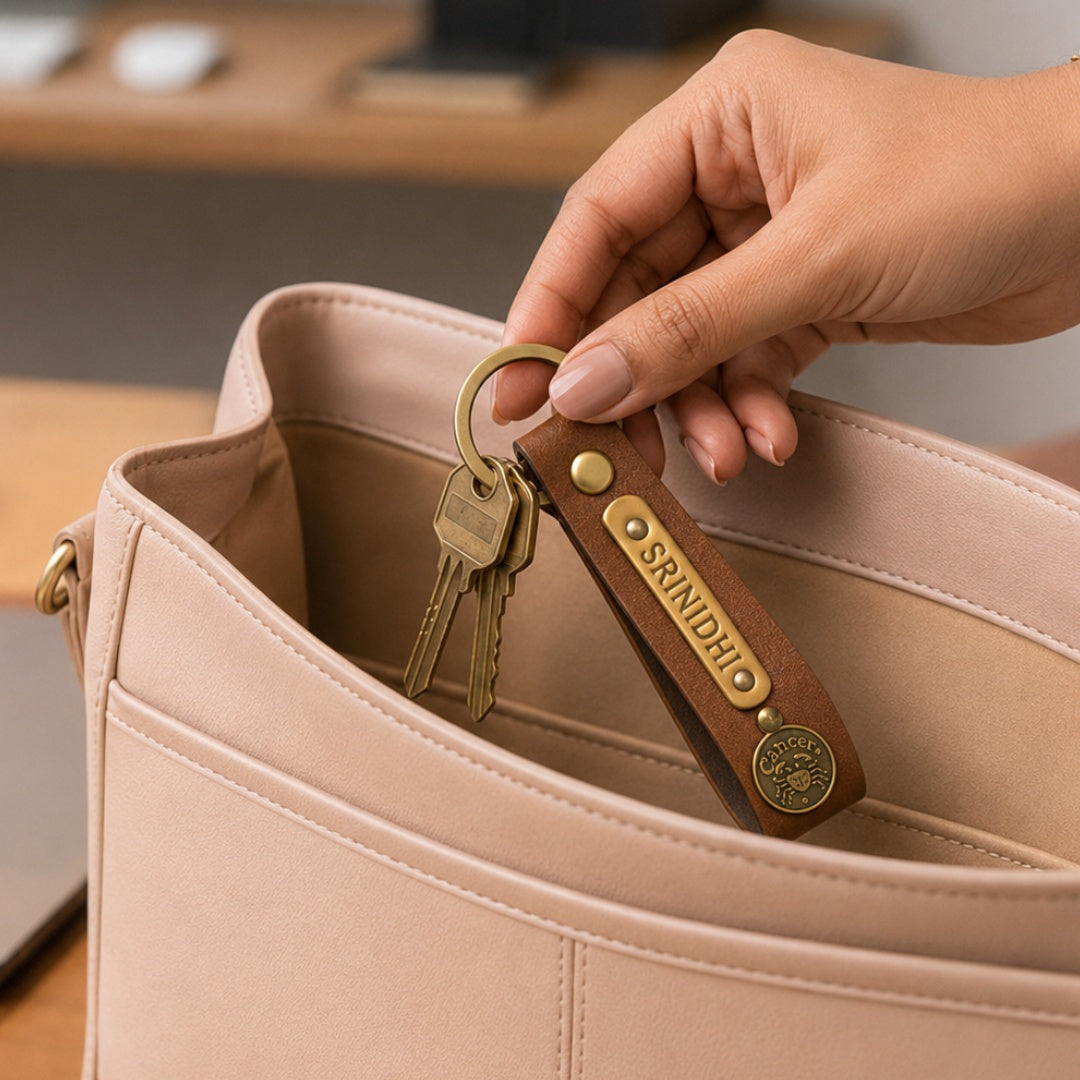 Personalized Keychain - Brown