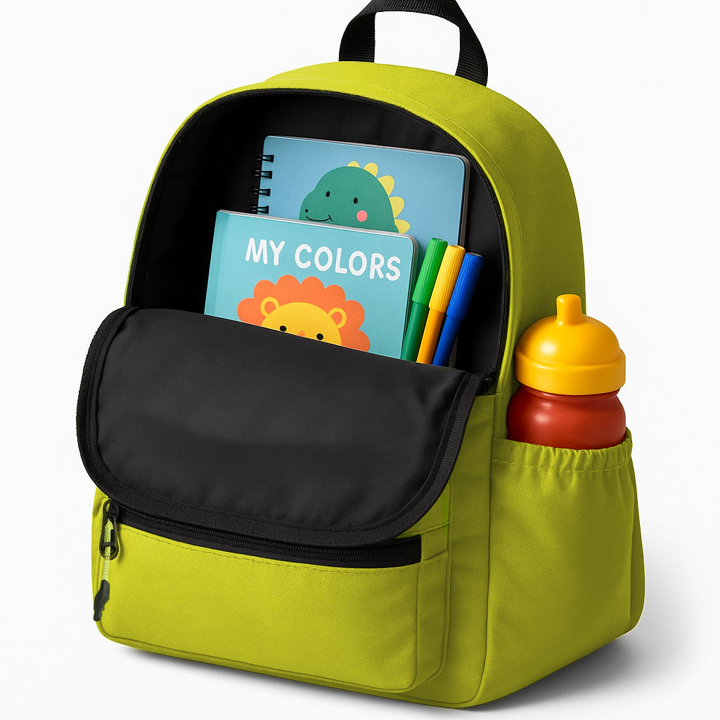 Personalized Kids Backpack – For School & Travel (Lime Green)