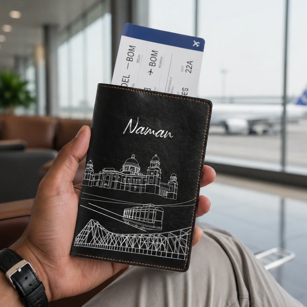 Personalized Passport Cover - Postcards from India - Kolkata