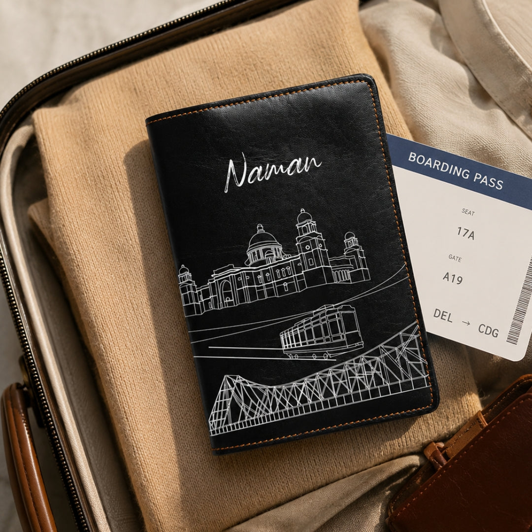 Personalized Passport Cover - Postcards from India - Kolkata
