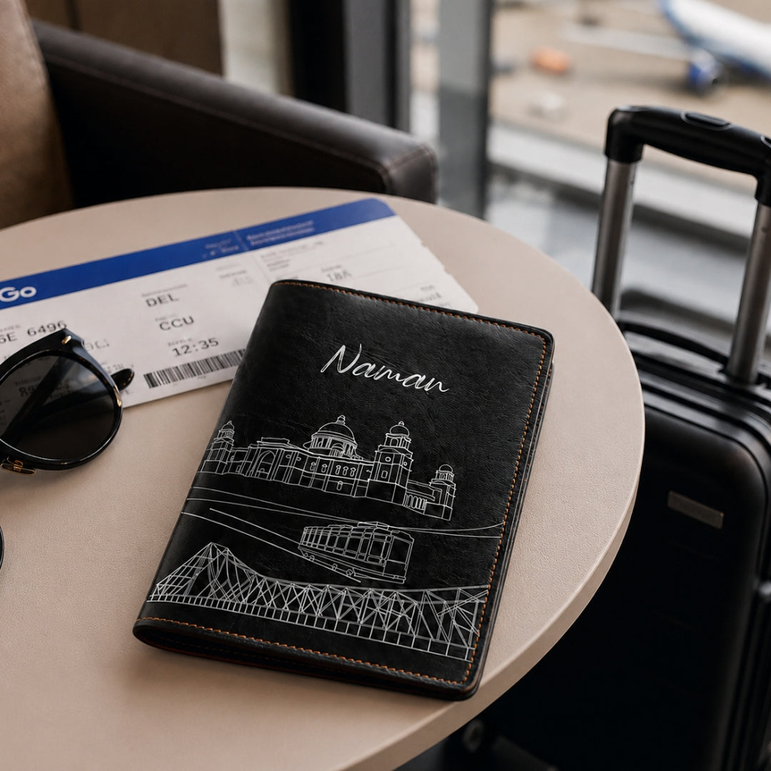 Personalized Passport Cover - Postcards from India - Kolkata