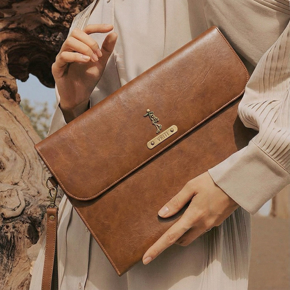 Personalized Leather Laptop/Macbook Sleeve - Brown - 13 inches