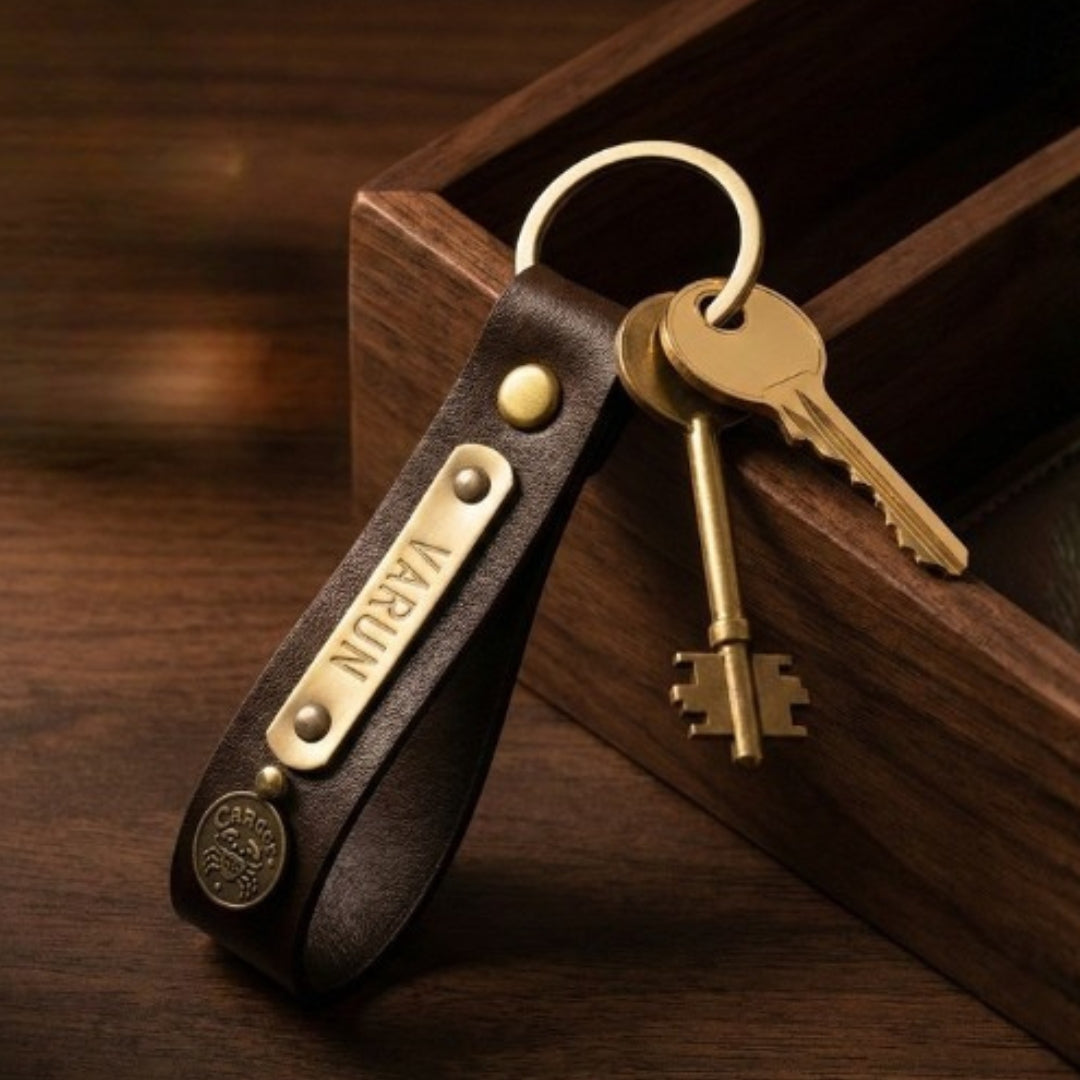 Personalized Keychain - Dark Brown