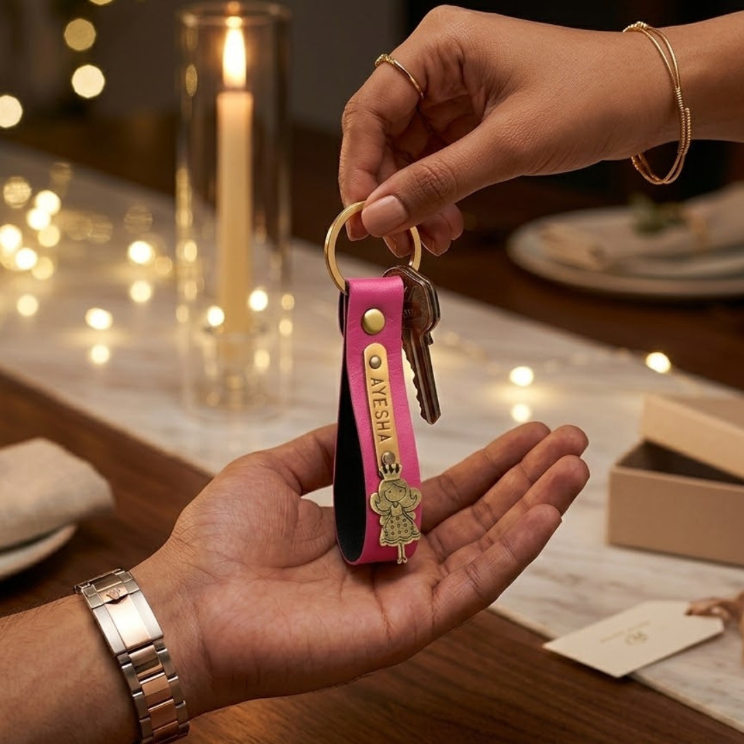 Personalized Keychain - Dark Pink