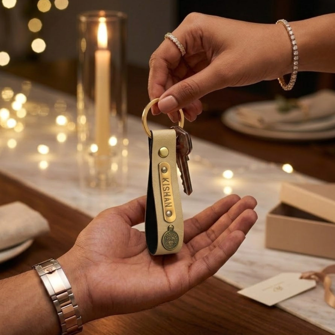 Personalized  Keychain - Beige