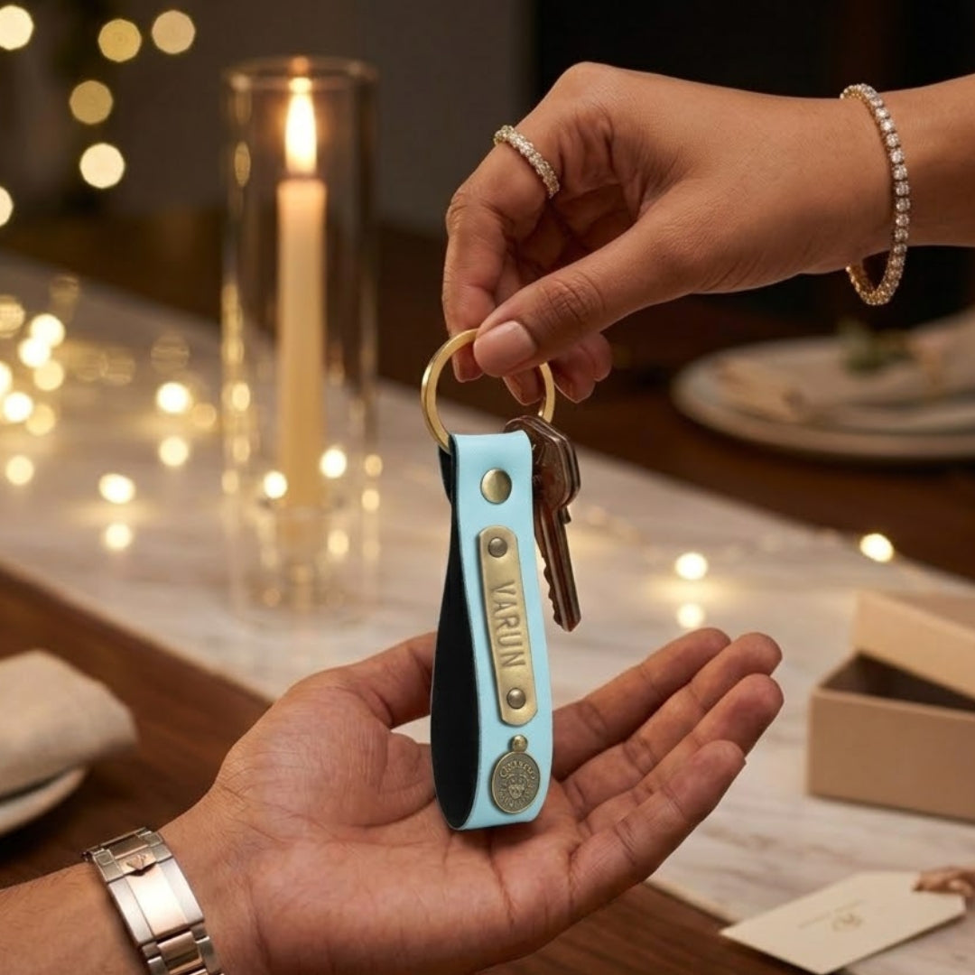 Personalized Keychain - Mint Blue