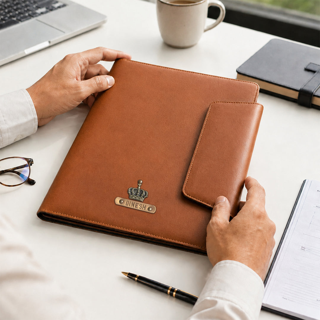 PERSONALISED OFFICE FOLDER -TAN
