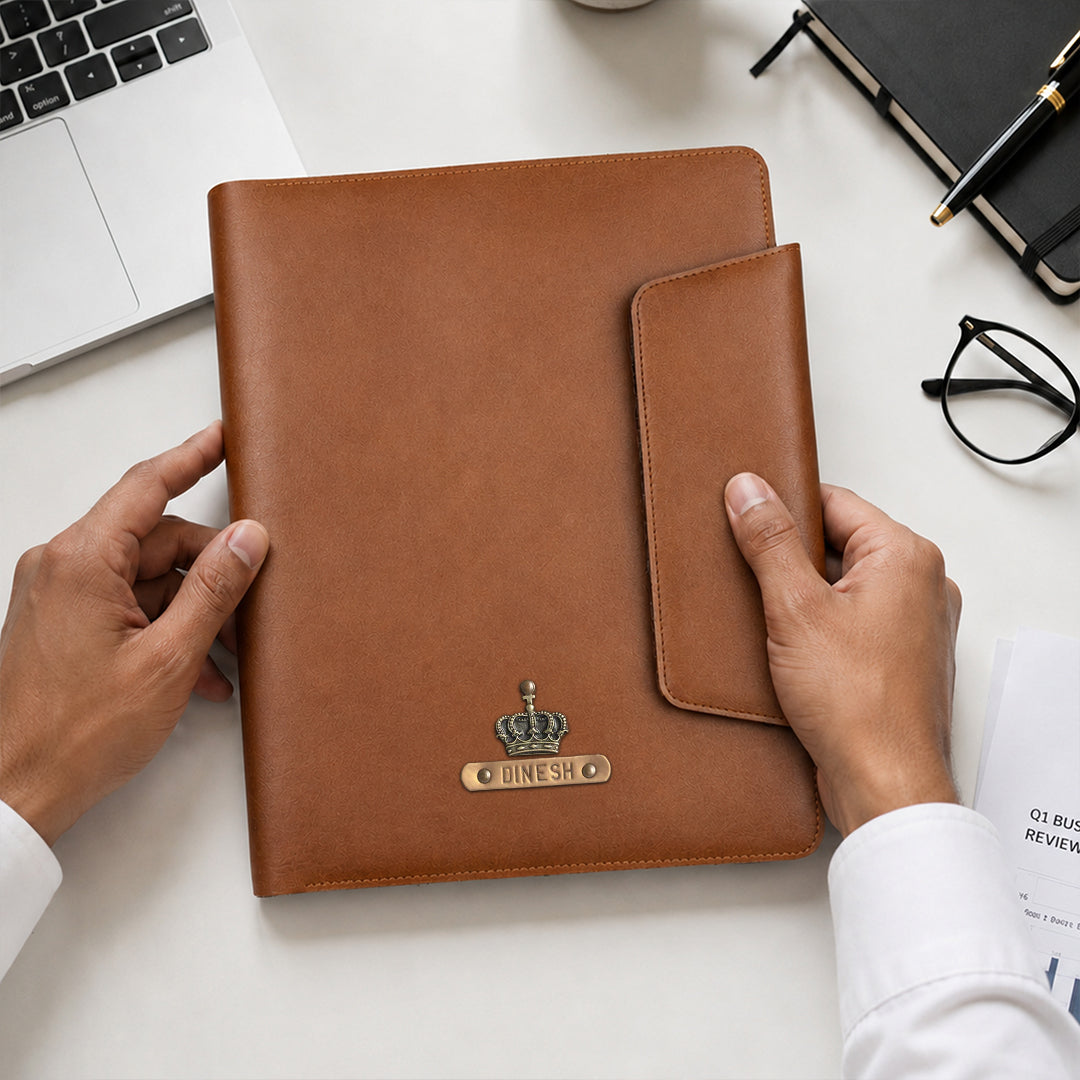 PERSONALISED OFFICE FOLDER -TAN