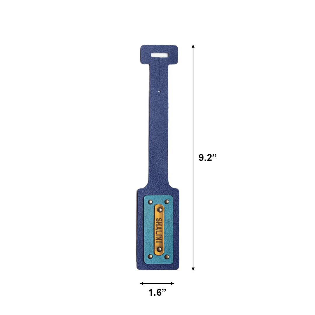 Personalised Leather Luggage/Baggage Tag - Dark Blue