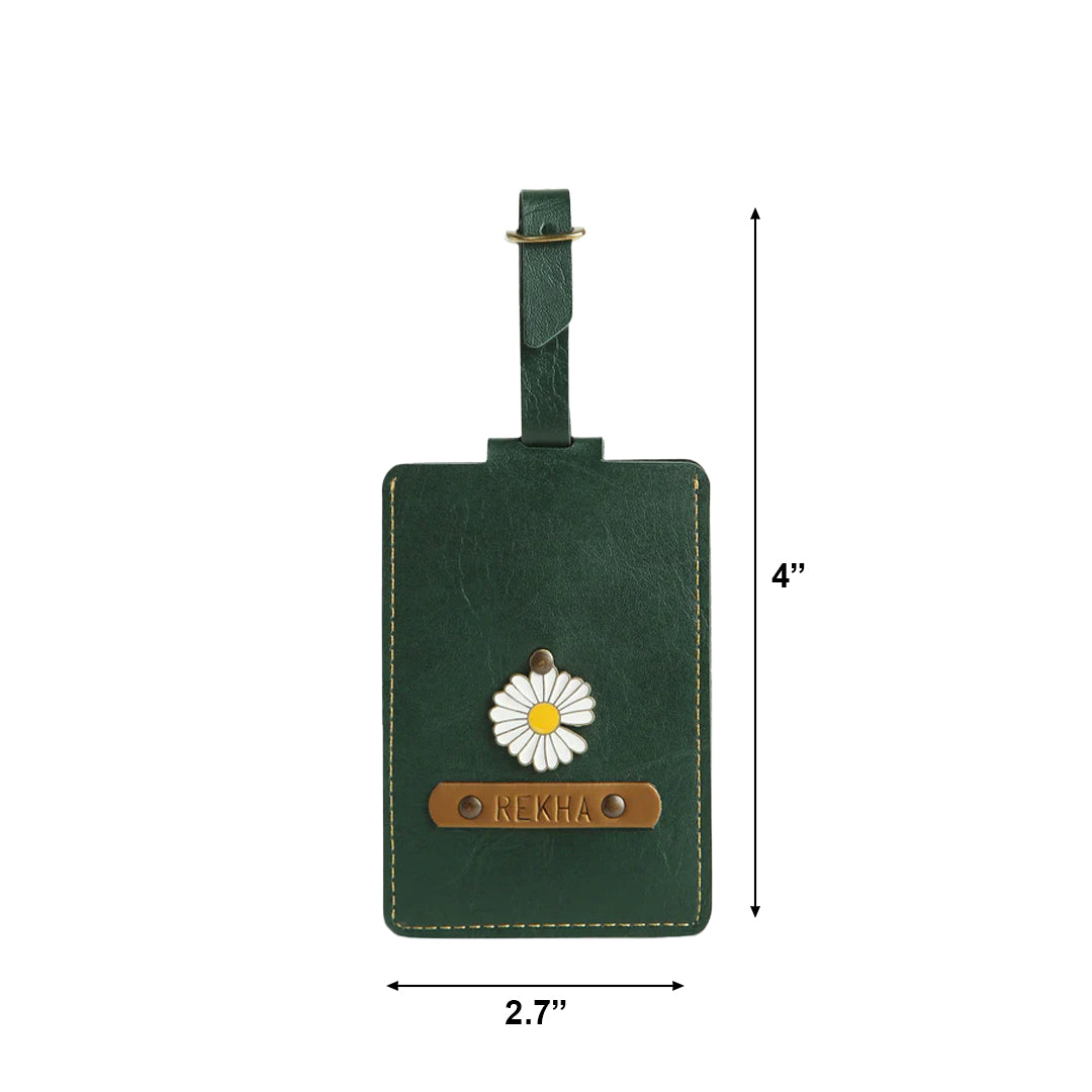 Personalised Leather Luggage/Baggage Tag -  Large Forest Green
