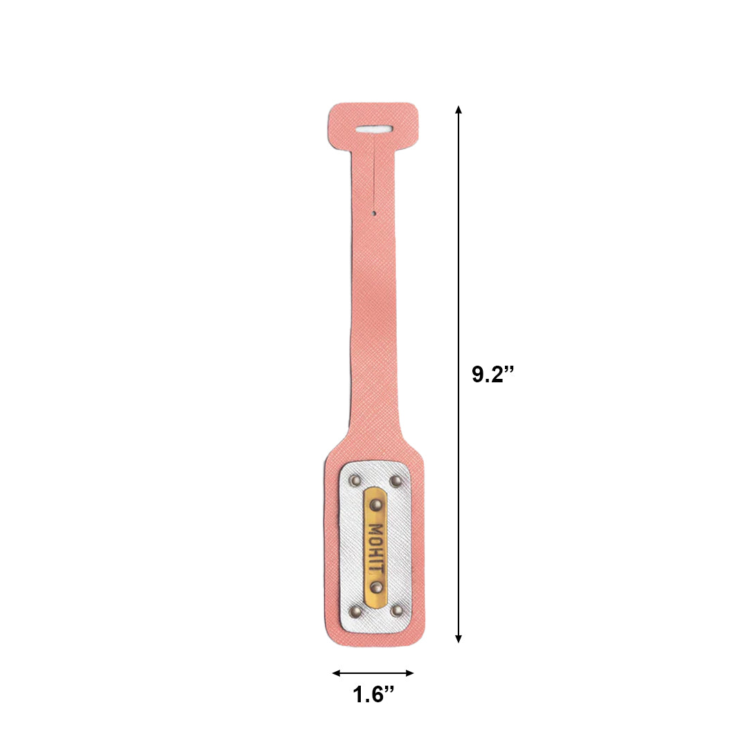 Personalised Leather Luggage/Baggage Tag - Peach